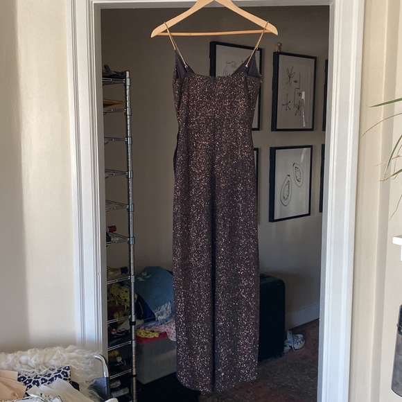 Vintage Betsey Johnson Black & Gold Rhinestone Gown sz P - Picture 9 of 11